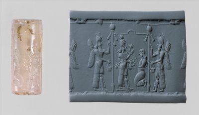 Ishtarin sylinteritiiviste ja moderni vaikutelma, n. 8.–7. vuosisadalla eKr. (kalsedoni) tekijältä Neo Assyrian Neo Assyrian