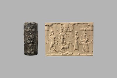 Sylinteritiiviste skorpionimiehen ja nykyajan vaikutelman kanssa, n. 8-7-luvulla eKr. (kvartsi, kryptokiteinen) tekijältä Neo Assyrian