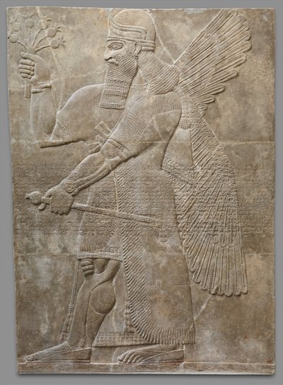 Reliefipaneeli, uusassyrialainen, noin 883-859 eKr. (kipsialabasteri). tekijältä Neo Assyrian