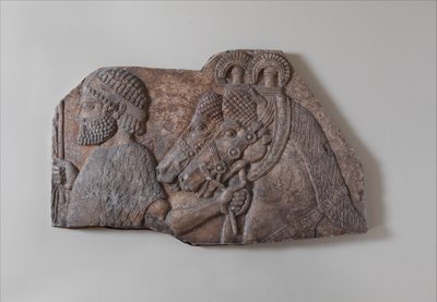 Ulkomaalainen sulhanen sivukulkueessa, n. 721-05 eKr. (kipsialabasteri). tekijältä Neo Assyrian Neo Assyrian