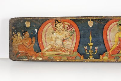 Viiden suojan käsikirjoitus, etukansi, 1138 (läpinäkymätön wc ja muste puulle) tekijältä Nepalese School