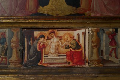 Yksityiskohta teoksesta Neitsyt Marian kruunajaiset (tempera puulle). tekijältä Neri di Bicci