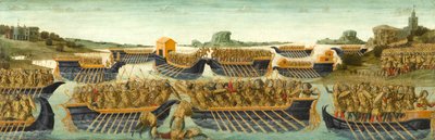 Actiumin taistelu, noin 1475-1480 (tempera ja lehtikulta paneelille). tekijältä Neroccio di Landi