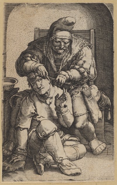 Kirurgi [käänteinen kopio] tekijältä Netherlandish 16th Century, after Lucas van Leyden