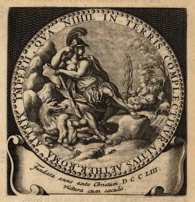 Rooman valtakunnan allegorinen hahmo, Romulus ja Remus. tekijältä Netherlandish School