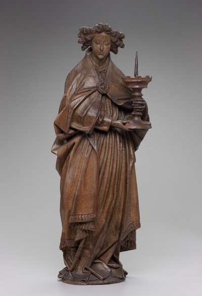 Enkeli pitelee kynttilänjalkaa, n. 1480-1500 (tammi) tekijältä Netherlandish School