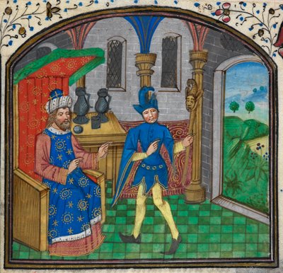 Harley 3000, f.189 Tyhmä isäntänsä kanssa, Mildmay Masterin kirjasta Tuntikirja, n.1460-70 (vellum) tekijältä Netherlandish School