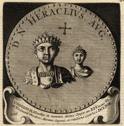 Bysantin keisari Konstantinus II:n ja Faustan muotokuva. tekijältä Netherlandish School