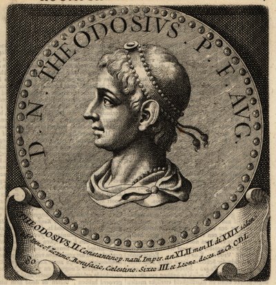 Rooman keisari Theodosius II:n muotokuva. tekijältä Netherlandish School