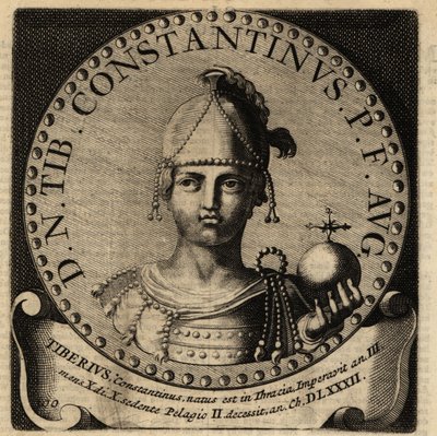 Rooman keisari Tiberius II Konstantinuksen muotokuva. tekijältä Netherlandish School