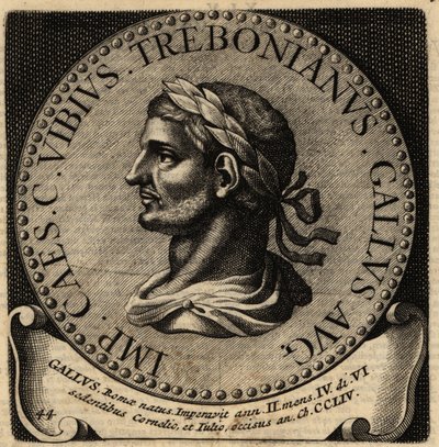 Rooman keisari Trebonianus Galluksen muotokuva. tekijältä Netherlandish School