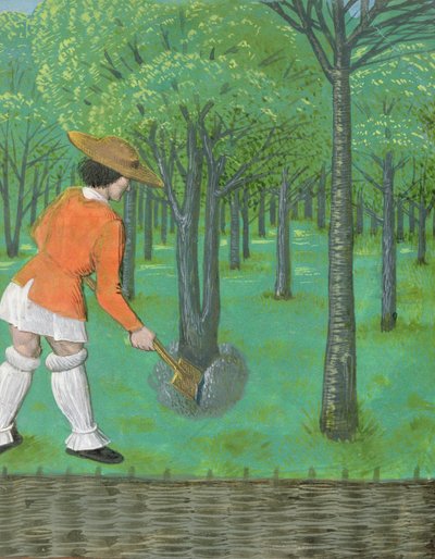 Roy 14 E VI f.28 Mies lapion kanssa hedelmätarhassa, 