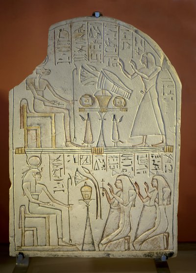 Art Egypt Stele de Penboui a Toueris ja Isis Hathor (maalattu kalkkikivi, uusi imperiumi tekijältä New Kingdom Egyptian