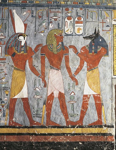Farao jumalien Harsiesisin ja Anubiksen välillä tekijältä New Kingdom Egyptian