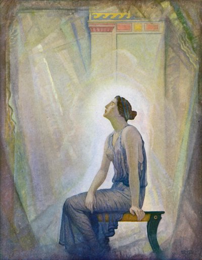 Odyssey: Surullinen Penelope (väri litho) tekijältä Newell Convers (after) Wyeth