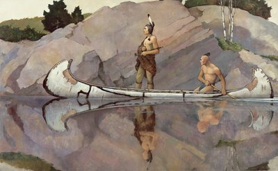 Intiaanit kanootissa tekijältä Newell Convers Wyeth