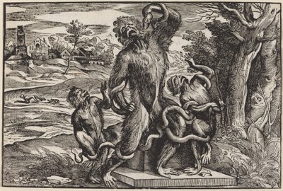 Karikatyyri Laocoon-ryhmästä tekijältä Niccolò Boldrini after Titian