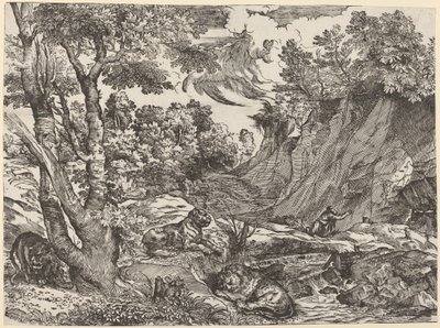 Pyhä Hieronymus erämaassa tekijältä Niccolò Boldrini after Titian