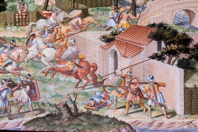 Yksityiskohta freskosta vuoden 1431 La Higueruelan taistelun taistelusalissa (fresko) tekijältä Niccolo (and workshop) Granello