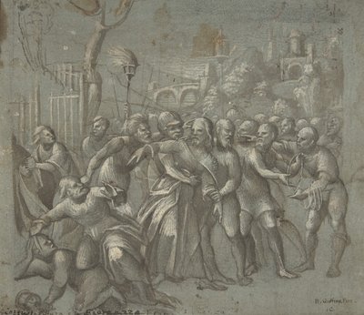 Kristuksen pidätys, n. 1545-46. tekijältä Niccolo Giolfino