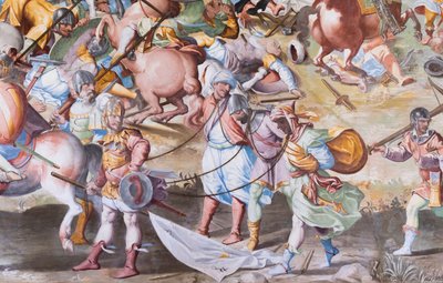 Yksityiskohta freskosta vuoden 1431 La Higueruelan taistelun taistelusalissa tekijältä Niccolo Granello