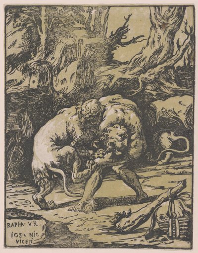 Herkules ja Nemean leijona, 1540-50, 1540-50. tekijältä Niccolo Vicentino