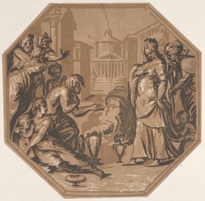 Ihmisiä kunnioittamassa Psychen kauneutta, n. 1540-50, n. 1540-50. tekijältä Niccolo Vicentino
