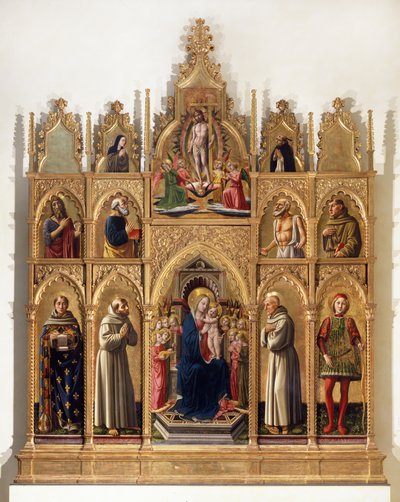Madonna valtaistuimella lapsi, enkelit ja pyhät (Cagli Polyptych) tekijältä Niccolo di Liberatore