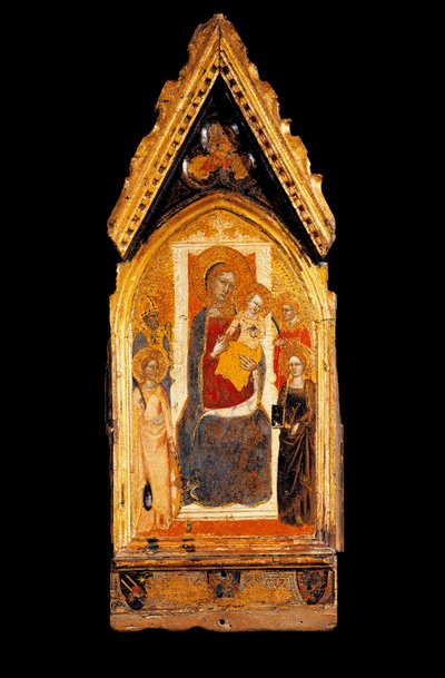 Niccolo di Tommason puumaalaus Neitsyt ja lapsi ja pyhät (tunnetaan vuosina 1343-1367) 1300-luvun Assisi, Museo del Tesoro della Basilica di San Francesco tekijältä Niccolo di Tommaso