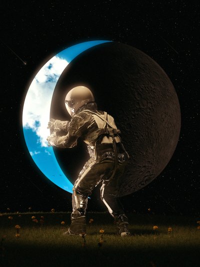 Astronautti, joka pitelee kuuta tekijältä Nicebleed