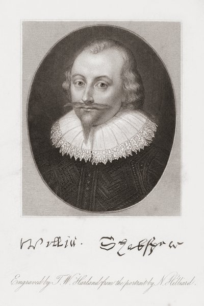 William Shakespeare. Hilliardin muotokuva. tekijältä Nicholas (after) Hilliard