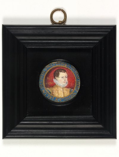 Taiteilijan oletettu omakuva, 13-vuotias, n. 1560 (akvarelli velumilla) tekijältä Nicholas (attr.to) Hilliard