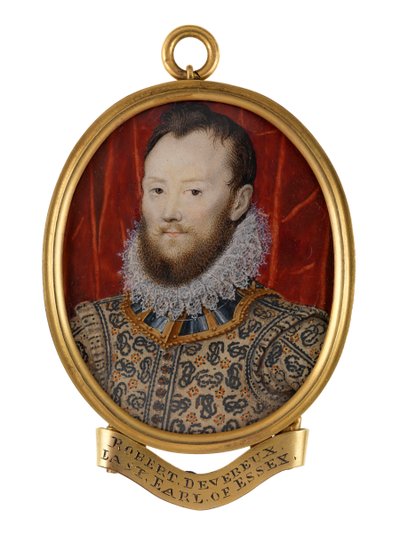 Robert Devereux, Essexin 2. jaarli, noin 1590 (akvarelli). tekijältä Nicholas (school of) Hilliard