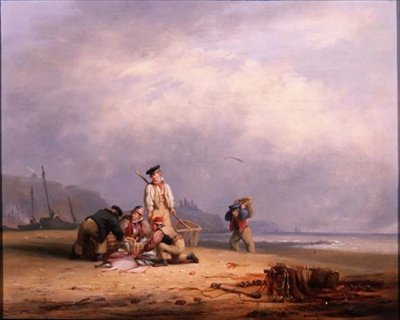 Kalastajat lajittelevat päivän saaliitaan tekijältä Nicholas Condy