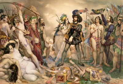 Meksikon valloitus: Hernando Cortes tuhosi laivastonsa Vera Cruzissa, 1519 tekijältä Nicholas Eustache Maurin
