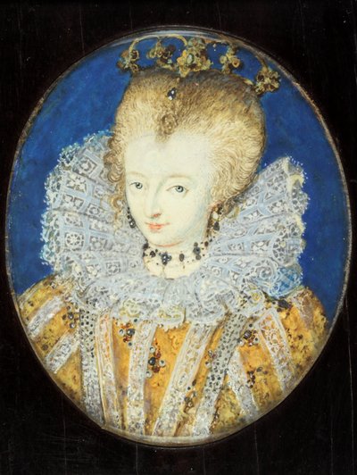 Nainen, joka on perinteisesti tunnistettu Elizabeth I:ksi, kun prinsessa (emali) tekijältä Nicholas Hilliard