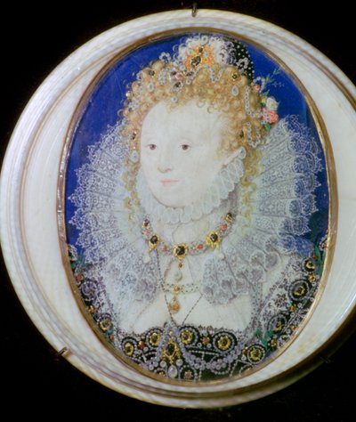 Nykyaikainen miniatyyrimuotokuva Elizabeth I:stä Englannista tekijältä Nicholas Hilliard