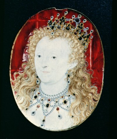 Kuningatar Elisabet I:n miniatyyri (wc pelikortilla vellum) tekijältä Nicholas Hilliard