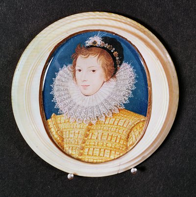 Muotokuva nuoresta miehestä, jolla on musta lippis ja korkea röyhelö. tekijältä Nicholas Hilliard