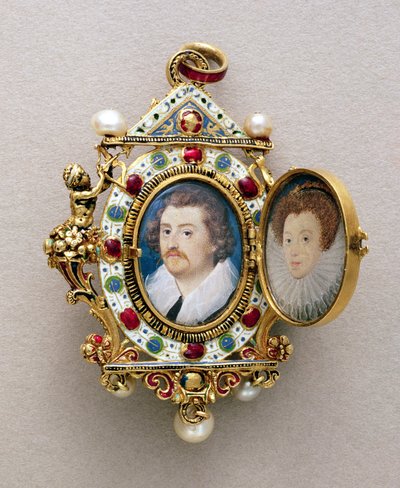 Tuntemattoman miehen ja naisen muotokuvia, n. 1590 tekijältä Nicholas Hilliard