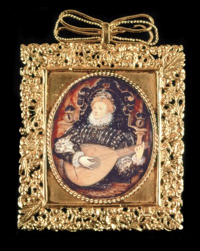 Kuningatar Elisabet I soittaa luuttua (katso myös 3912) tekijältä Nicholas Hilliard