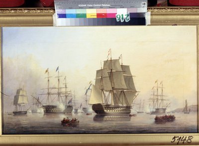 Keisari Nikolai I (1796-1855) vierailee Englannissa (Keisari Nikolai I Vierailee Englannissa). Veneet ampuvat tykeillä toivottaakseen tervetulleeksi ja juhliakseen Venäjän tsaaria. Nicholas Matthew Condyn (1816-1851) maalaus öljy kankaalle tekijältä Nicholas Matthews Condy