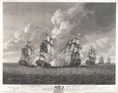 HMS "Mediator" jahtaa "Menagerea". tekijältä Nicholas Pocock