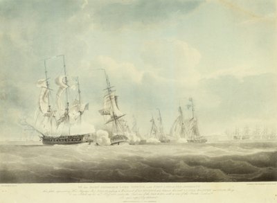 HMS "Pallas" ohittaa La Minerven, La Lynxin, Palinuren ja Sylphin tuulen suunnassa. tekijältä Nicholas Pocock