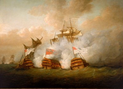 Brunswick ja Vengeur du Peuple 1. kesäkuuta 1794 käydyssä taistelussa. tekijältä Nicholas Pocock