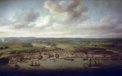 Woolwichin (Englanti) satamat ja telakat, kuninkaallisten rakennusten telakka 1500-luvulta lähtien. tekijältä Nicholas Pocock