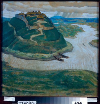 Vanha linnoitettu slaavilainen leiri. Nicolas (Nicholas) Roerichin (1874-1947) työ, pastelli pahville. Venäläinen taide, 1900-luku, symboliikka. Alueellinen taidegalleria, Tver. tekijältä Nicholas Roerich