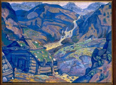 Sisustus Henrik Ibsenin teokseen "Peer Gynt", 1912 tekijältä Nicholas Roerich