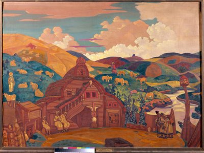 Kolme iloa. Nicolas (Nicholas) Roerichin (1874-1947) maalaus, tempera kankaalle tekijältä Nicholas Roerich