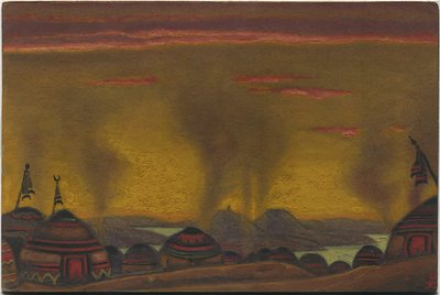 Polovtsian Camp, sisustus "Polovtsian tanssiin" Borodinin oopperasta "Prince Igor", 1943 tekijältä Nicholas Roerich